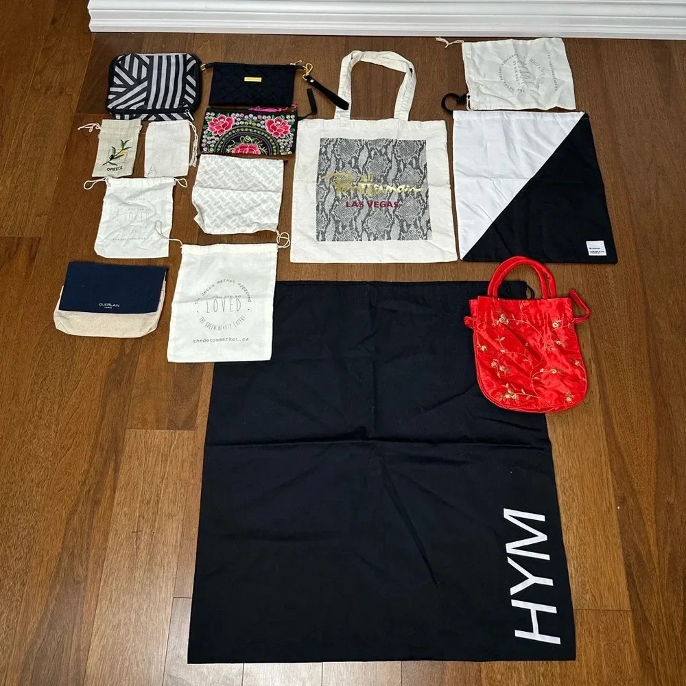 Bundle of Zippered Pouches and Dust Bags